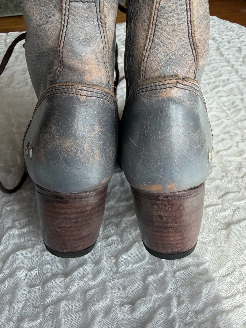 Bed Stu Judgement Lace Up Heeled Boots Grey Size 6.5 - Picture 9 of 13